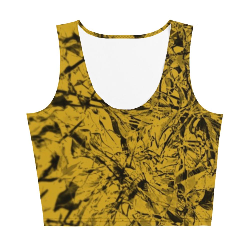 MOKT YELLOW & BLACK ALL OVER PRINT CROP TOP FOR SPORT AND YOGA