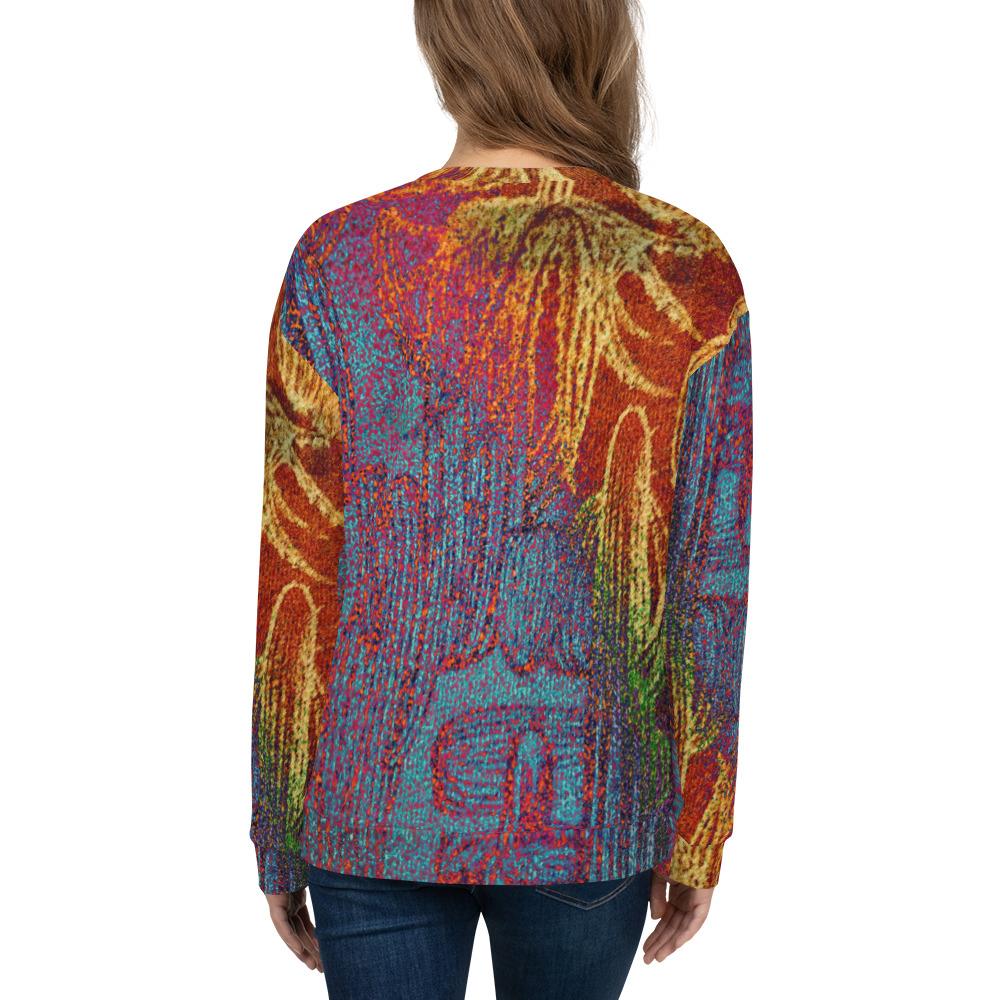 Fun Cactus unisex Sweatshirt Blue Orange Red Cactus Print Limited Edition Back 