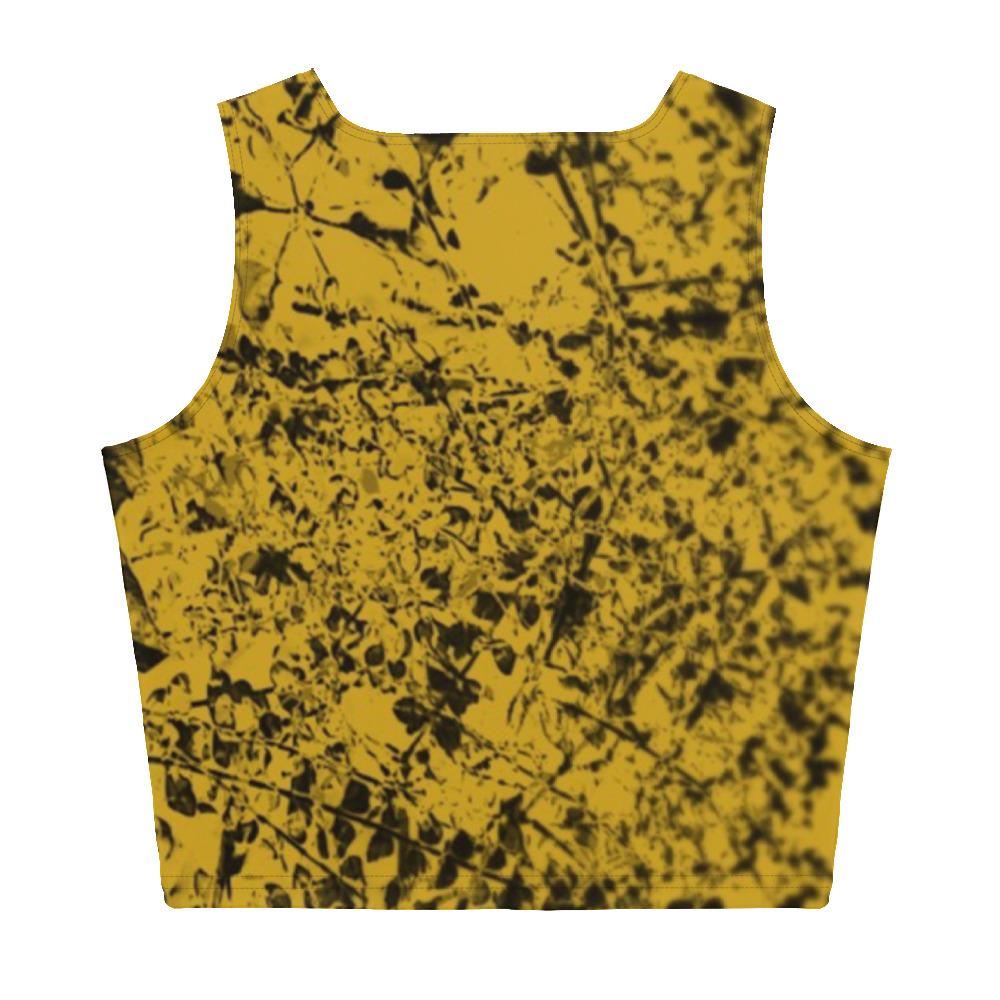 MOKT YELLOW & BLACK ALL OVER PRINT CROP TOP FOR SPORT AND YOGA