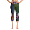 Model Posing in The limited Edition Yoga Capri Legging For Women - Blue Red Purple Green Movement Print  For women's Sportswear- Frontside